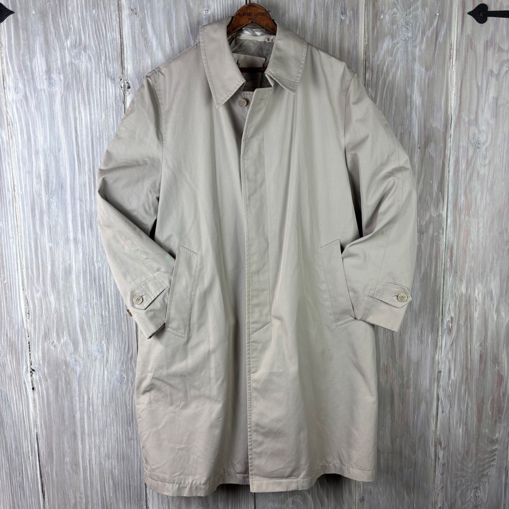 Vintage Misty Harbor‎ Trench Coat Mens 40 Short Beige Rain Jacket Zepel Treated